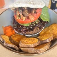 Black bean burger  at Oli Veggie Food in Punta Del Este