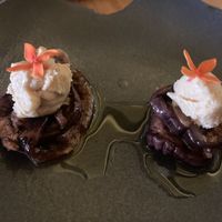 Eggplant with hummus appetizer, given to us on the house at Zaitun in Cartagena