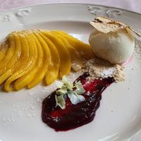Fresh Mango with vegan lemon sorbet at Goya in Funchal