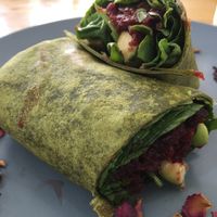 Beetroot, spinach, edamame & avocado wrap  at Healthy Prep Kitchen in Morpeth