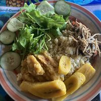 Spelt Couscous, Split Peas, Veggie Spaghetti, Boil Plantain, Salad  at Freedom Fighters Ital Shack in Philipsburg