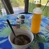 Homemade soup of the day (lentils, carrots, yuca, herbs)   at Freedom Fighters Ital Shack in Philipsburg