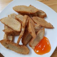 vegan fried sausages at Com Pho Chay Tu Bi in Hanoi