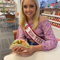 2021 USA National Miss Texas Jr Teen with an Impossible Taco. Highly recommend! at Norma's Plant Based Cuisine in Altamonte Springs