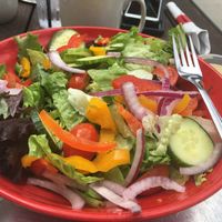 House salad with house dressing. So good! at Rock'n Dough Pizza in Jackson