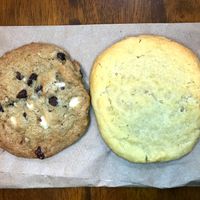 Vegan Everything Cookie (dark and white chocolate, raisins, walnuts, and coconut) and Vegan Vanilla Sugar Cookie.  at Grubb's Grocery in Jackson