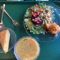 Soup, cornbread and plenty of food at Green Cuisine Vegetarian Restaurant in Victoria