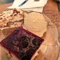 Carrot cake, cheesecake and gelato. Can’t go wrong  at Green Cuisine Vegetarian Restaurant in Victoria