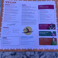 Vegan menu  at Lounges - Concho Lounge in Newquay