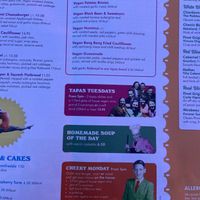 Close up vegan menu pt 2  at Lounges - Concho Lounge in Newquay