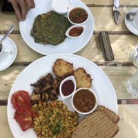 English and Indian breakfast   at Bean Me Up in Goa
