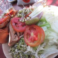 Seitan Pita sandwich with salad at Bean Me Up in Goa