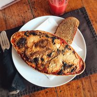 lasagna - would have been nicer with a side salad and was a bit too saucy at Bean Me Up in Goa