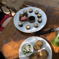 Sushi and baked potatoes  at Bean Me Up in Goa