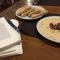 Selfmade Hummus with Pita Bread  at Bean Me Up in Goa