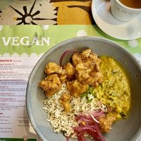 Vegan Caribbean cauliflower curry with coconut & pineapple rice 🧡  at Tarko Lounge in Barnstaple