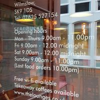 Details as at December 2018 at Unico Lounge  in Wilmslow