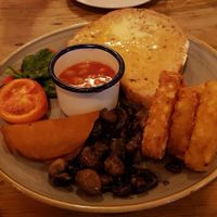Vegan breakfast minus falafel extra hash brown at Unico Lounge  in Wilmslow