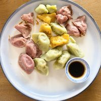 Chinese dumplings (with soy sauce instead of the usual spicy sauce) at Veggie Restaurant in Suva