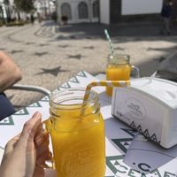 big orange squeezed juice for 5€  at Café Central in Sao Miguel