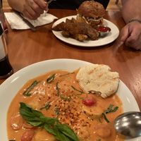 Pulled ‘pork’ oyster mushroom burger and rosé ravioli  at Eve Olive in Nanaimo