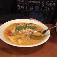 Thai coconut curry with noodles and roasted cashews (option of pineapple or cashews)   at Eve Olive in Nanaimo