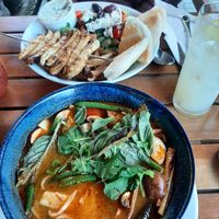 Thai soup and greek souvlaki at Eve Olive in Nanaimo