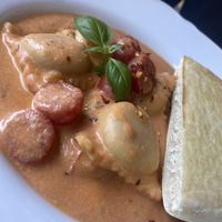 Sweet potato rosé ravioli *chefs kiss*  at Eve Olive in Nanaimo