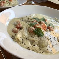 Sweet potato ravioli with cashew sauce  at Eve Olive in Nanaimo