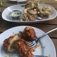 Oysters mushrooms Kalamari & cauliflower bit (that’s only 1 they are huge) at Eve Olive in Nanaimo