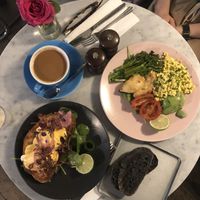 Benny Boy and Healthy Start with side of charcoal sourdough at Scarlett Green in London