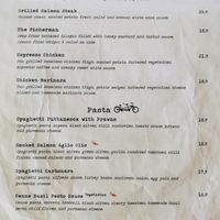 Pasta Menu at Wheeler's Cafe in Penang