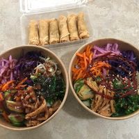 Bibimbop and spring rolls  at Bop & Roll in Sutherland