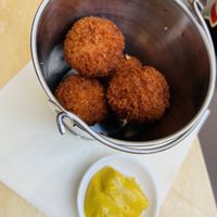 Vegan bitterballen op het terras  at Schenkers in Apeldoorn