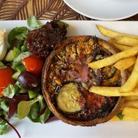  Vegetable tart, salad, fries, chutney and coleslaw    at Taste Bistro in Retford