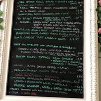 Menu - vegan options listed  at Taste Bistro in Retford