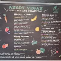 Menu at the new location at Angry Vegan in Penticton