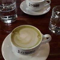 Matcha latte and chai tea latte both with soy milk at Joma Bakery Cafe - Hua Xieng in Luang Prabang
