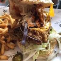 Raging Seitan burger vegan option!
Was actually pretty spicy ;) at Beer and Bird in St Ives