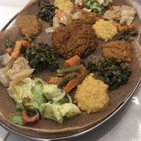 Vegan platter for 3 at Ethiopian Cafe in Jamaica Plain