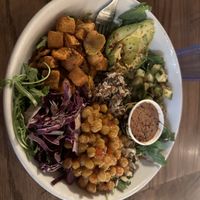 The bowl, I forgot what it was called  but it had chickpeas, tahini, brown rice and some other yummy stuff   at 49th State Brewing Co in Denali