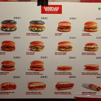 Part of the menu at Complex Burger in Moscow