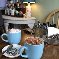Two hot chocs😄 at Cafe Carmel in Bacton