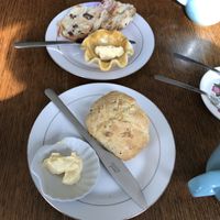 Toasted tea cake and cheeze scone  at Cafe Carmel in Bacton