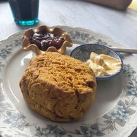 Cheese scone and chutney   at Cafe Carmel in Bacton