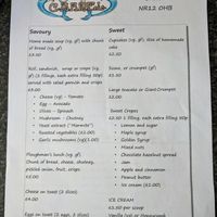 Menu at Cafe Carmel in Bacton