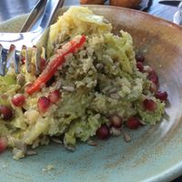 Quinoa and kale salad w/ grapes, pomegranate and capsicum. at Salt in Tirana