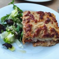 Vegan moussaka at Aubergine Cafe in Corfu