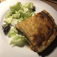 Vegan Mousaka  at Aubergine Cafe in Corfu