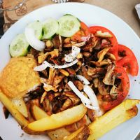 Mushroom gyros at Aubergine Cafe in Corfu